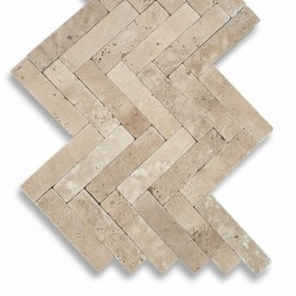 Trawertyn Classic Mix cegiełka 5x5x20 cm – gruby kamień naturalny o szlifowanej, matowej powierzchni w odcieniach beżu i kremu