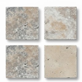 Trawertyn ASH MIX kostka 10x10x1 cm szlifowana - fartuch kuchenny - ściana- podłoga - kamień wewnętrzny