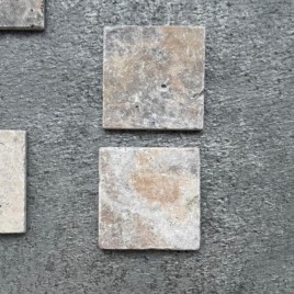 Trawertyn ASH MIX kostka 10x10x1 cm szlifowana - kamień do dekoracji ściany - trawertyn kostka - kamienna kostka